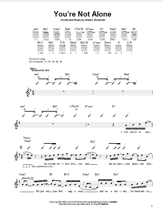 Boyz II Men You're Not Alone sheet music notes and chords. Download Printable PDF.