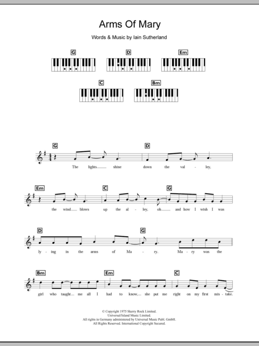 Boyzone Arms Of Mary sheet music notes and chords arranged for Piano, Vocal & Guitar Chords