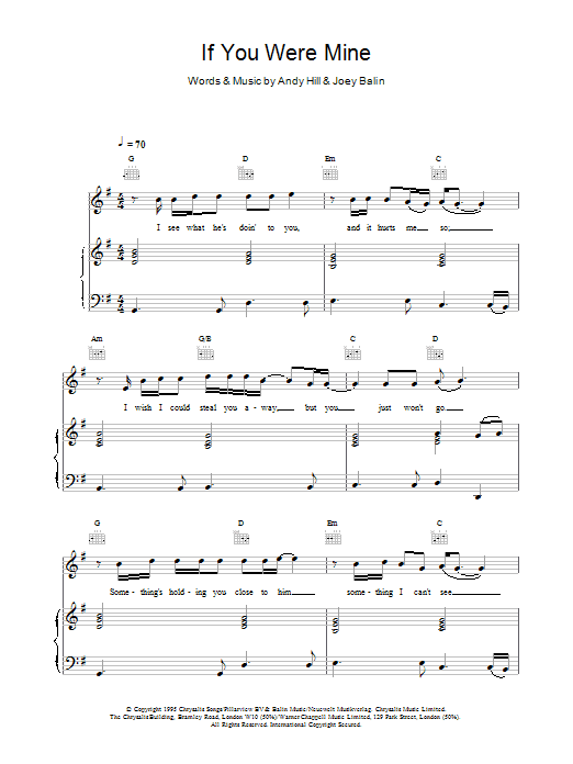 Boyzone If You Were Mine sheet music notes and chords arranged for Piano, Vocal & Guitar Chords