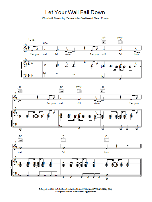 Boyzone Let Your Wall Fall Down sheet music notes and chords arranged for Piano, Vocal & Guitar Chords