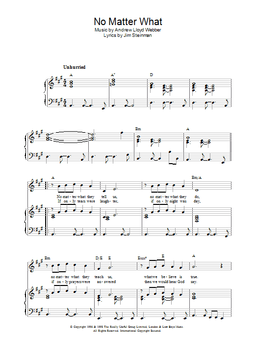 Boyzone No Matter What sheet music notes and chords. Download Printable PDF.