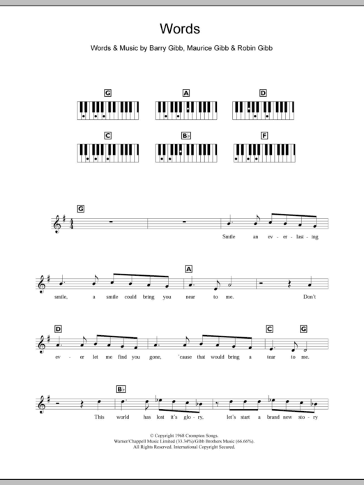 Boyzone Words sheet music notes and chords. Download Printable PDF.