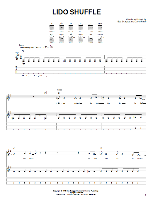 Boz Scaggs Lido Shuffle sheet music notes and chords. Download Printable PDF.