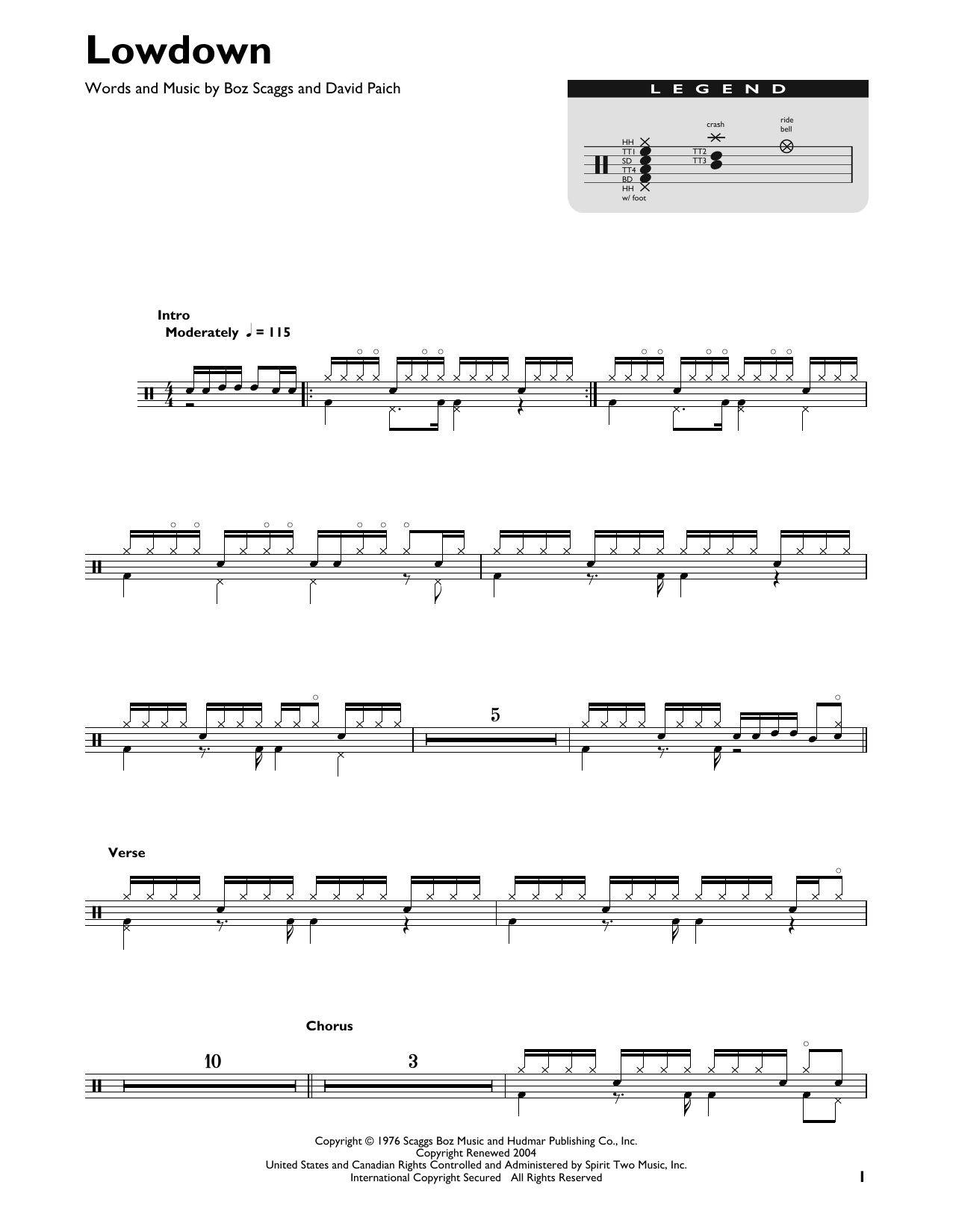 Boz Scaggs Lowdown sheet music notes and chords arranged for Real Book – Melody & Chords