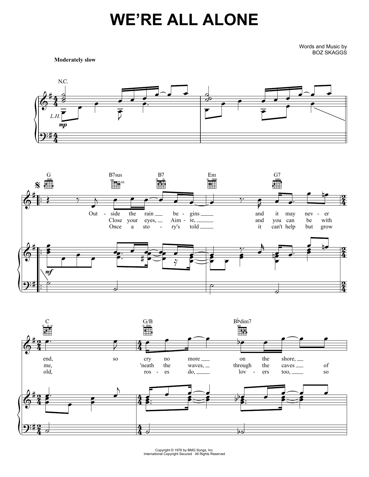 Boz Scaggs We're All Alone sheet music notes and chords. Download Printable PDF.