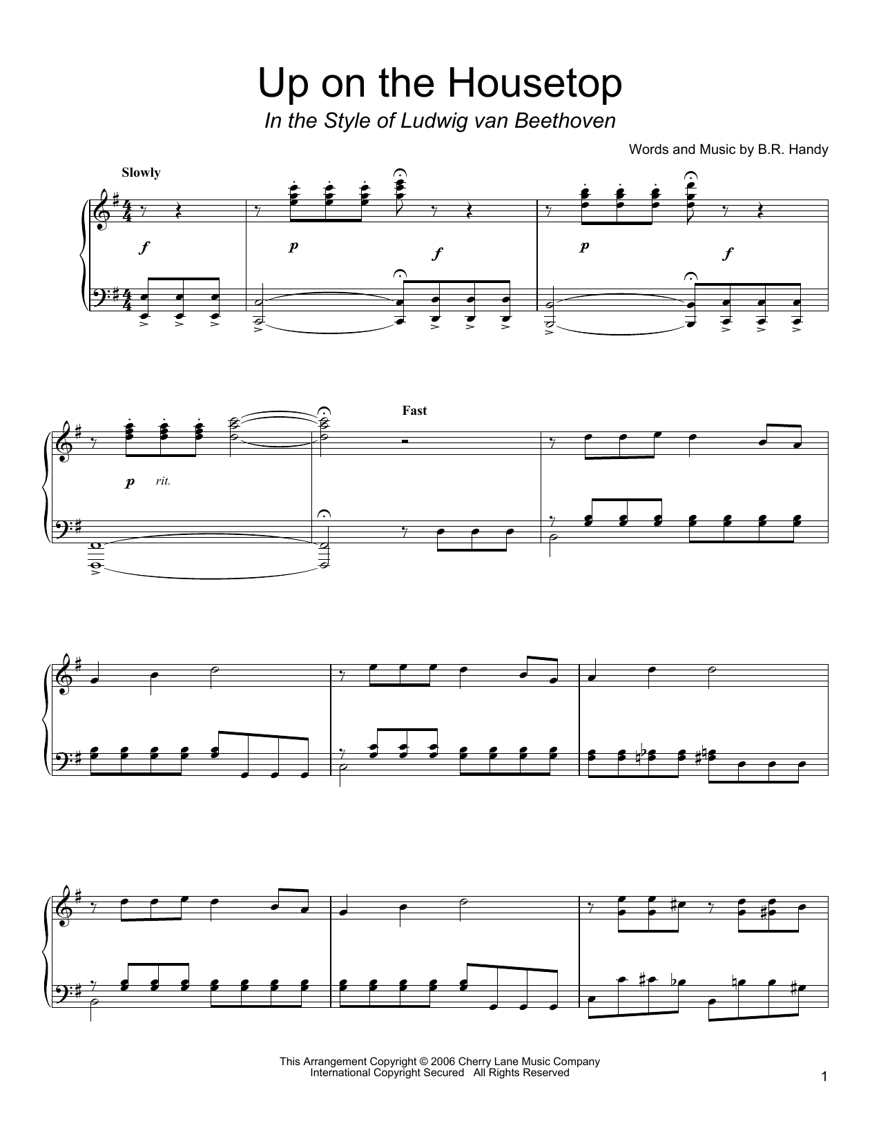 Learn to play B.R. Hanby Up On The Housetop sheet music for Piano Solo in minutes. Price: 7.8900$ B.R. Hanby Up On The Housetop sheet music notes and chords arranged for Piano Solo