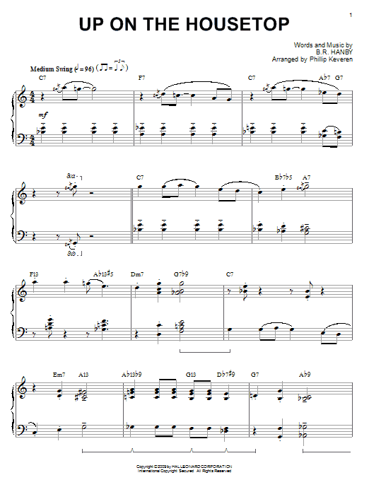 B.R. Hanby Up On The Housetop [Jazz version] (arr. Phillip Keveren) sheet music notes and chords. Download Printable PDF.