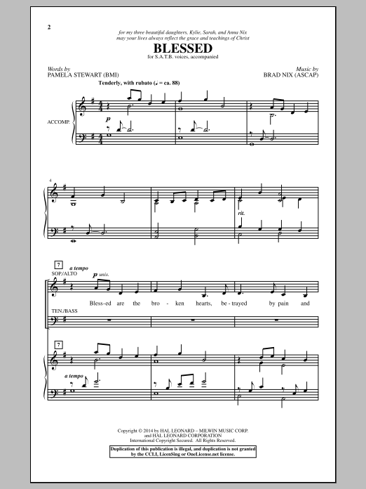 Brad Nix Blessed sheet music notes and chords. Download Printable PDF.