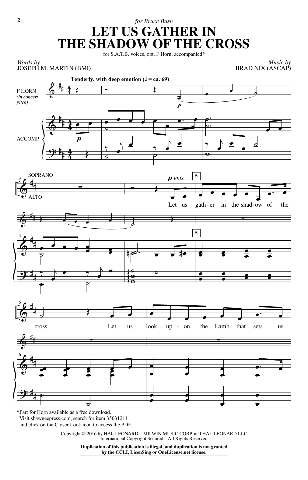 Learn to play Brad Nix Let Us Gather In The Shadow Of The Cross sheet music for SATB Choir in minutes. Price: 3.9900$ Brad Nix Let Us Gather In The Shadow Of The Cross sheet music notes and chords arranged for SATB Choir