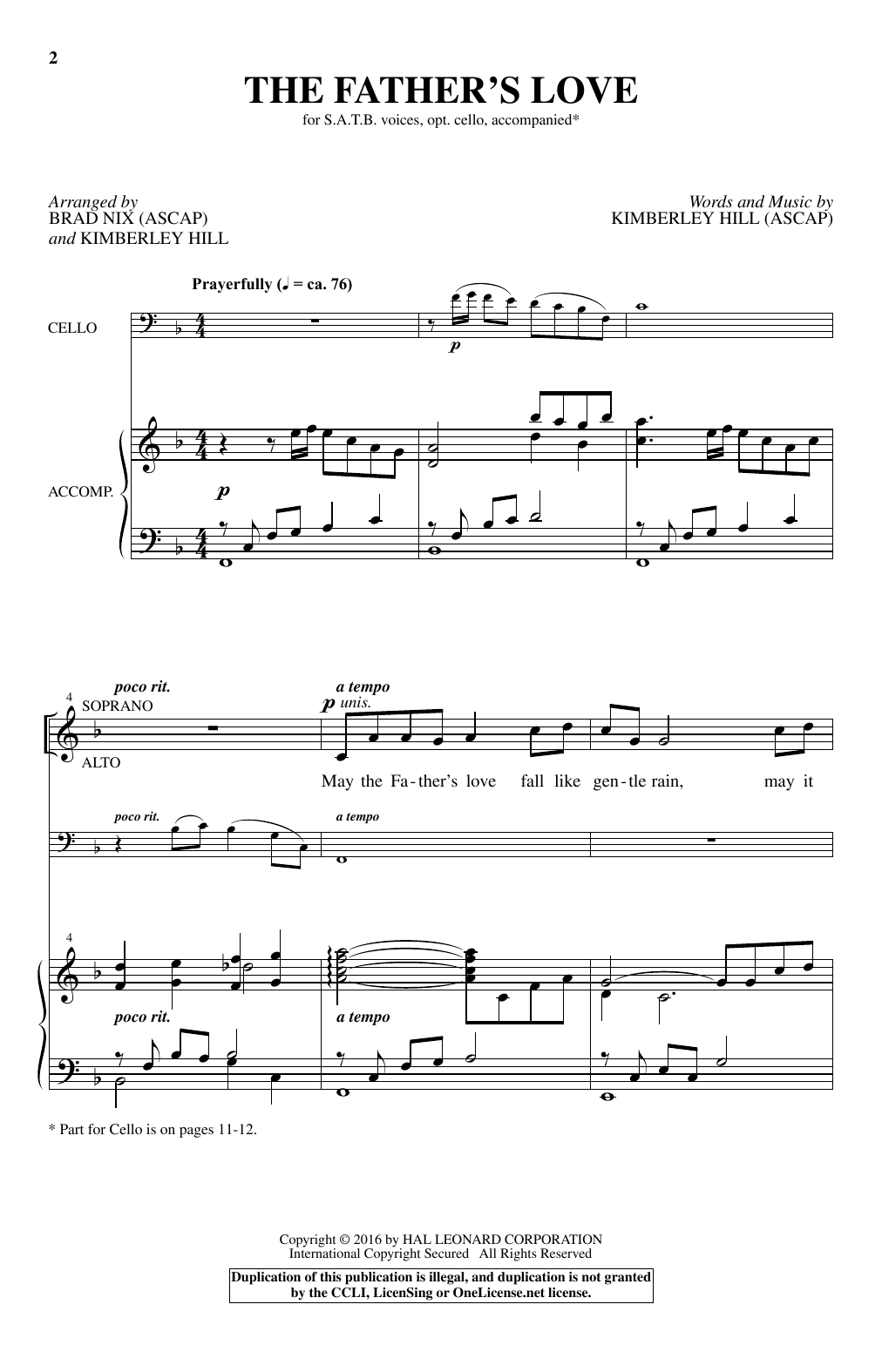 Learn to play Brad Nix The Father's Love sheet music for SATB Choir in minutes. Price: 3.9900$ Brad Nix The Father's Love sheet music notes and chords arranged for SATB Choir