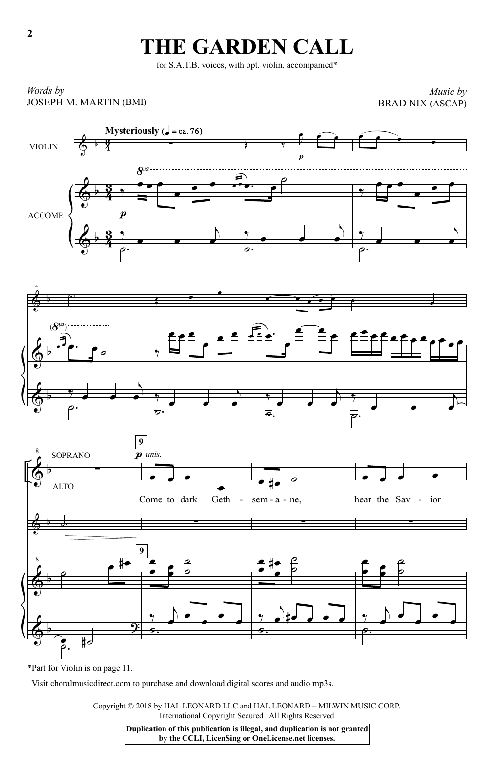 Brad Nix The Garden Call sheet music notes and chords. Download Printable PDF.