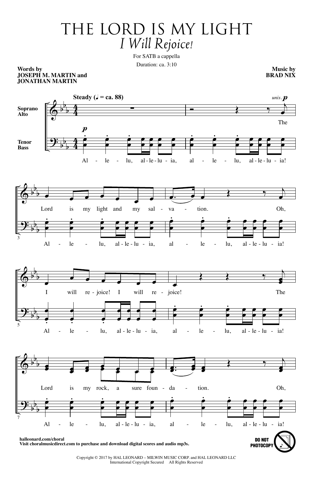 Brad Nix The Lord Is My Light (I Will Rejoice!) sheet music notes and chords. Download Printable PDF.