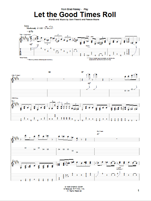 Learn to play Brad Paisley Let The Good Times Roll sheet music for Guitar Tab in minutes. Price: 7.8900$ Brad Paisley Let The Good Times Roll sheet music notes and chords arranged for Guitar Tab