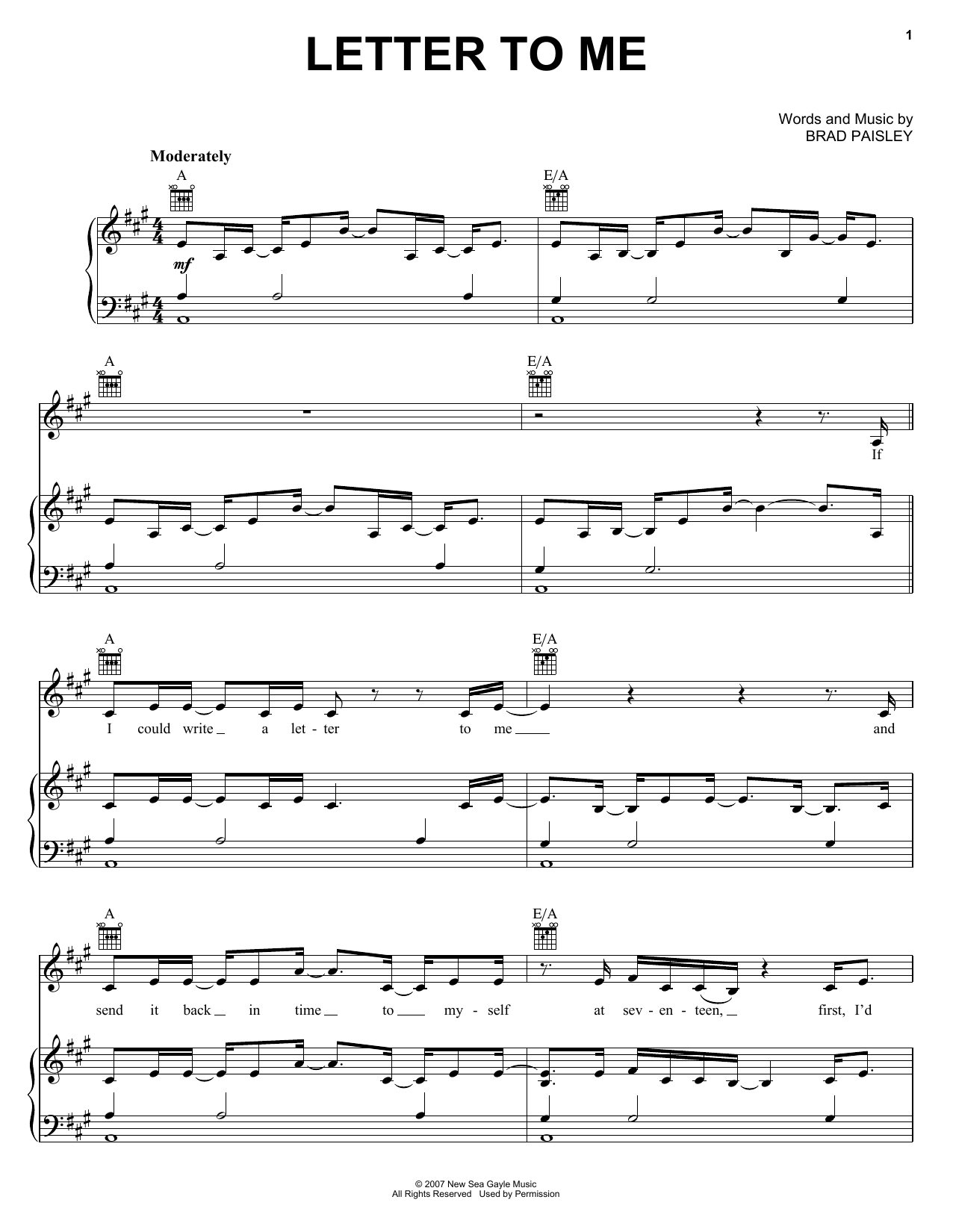 Learn to play Brad Paisley Letter To Me sheet music for Piano, Vocal & Guitar Chords (Right-Hand Melody) in minutes. Price: 7.8900$ Brad Paisley Letter To Me sheet music notes and chords arranged for Piano, Vocal & Guitar Chords (Right-Hand Melody)