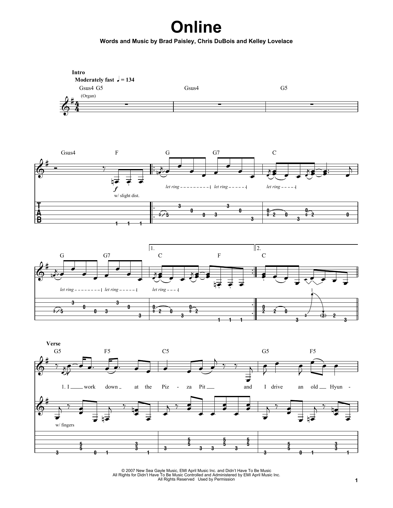 Brad Paisley Online sheet music notes and chords. Download Printable PDF.