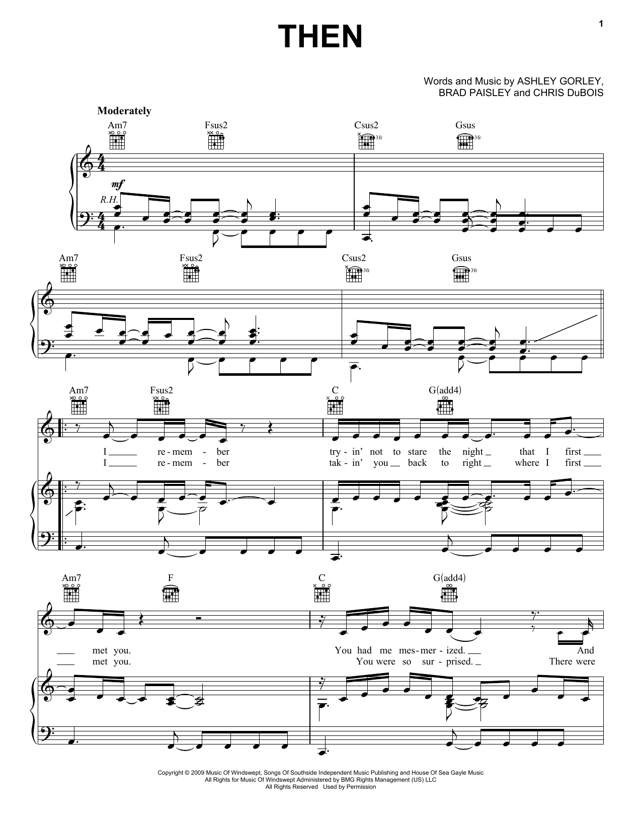 Brad Paisley Then sheet music notes and chords. Download Printable PDF.