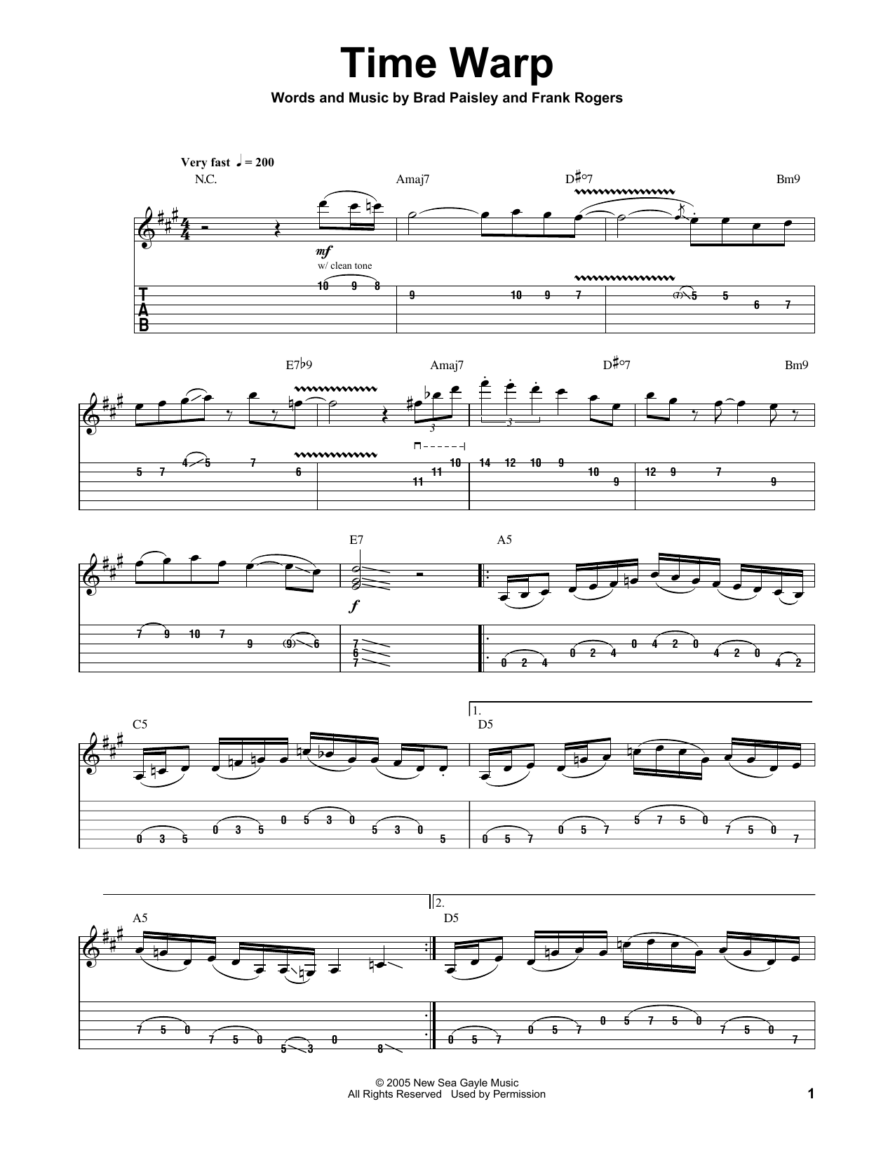 Brad Paisley Time Warp sheet music notes and chords. Download Printable PDF.