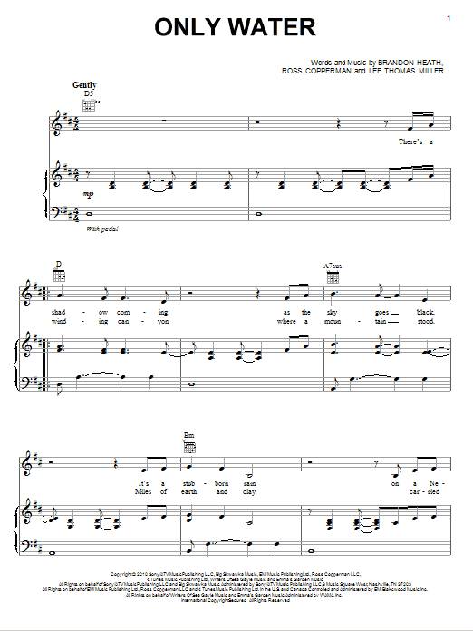 Learn to play Brandon Heath Only Water sheet music for Piano, Vocal & Guitar Chords (Right-Hand Melody) in minutes. Price: 7.8900$ Brandon Heath Only Water sheet music notes and chords arranged for Piano, Vocal & Guitar Chords (Right-Hand Melody)
