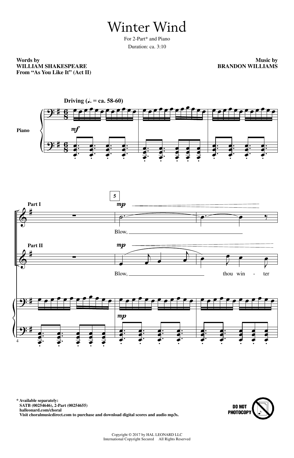 Brandon Williams Winter Wind sheet music notes and chords. Download Printable PDF.