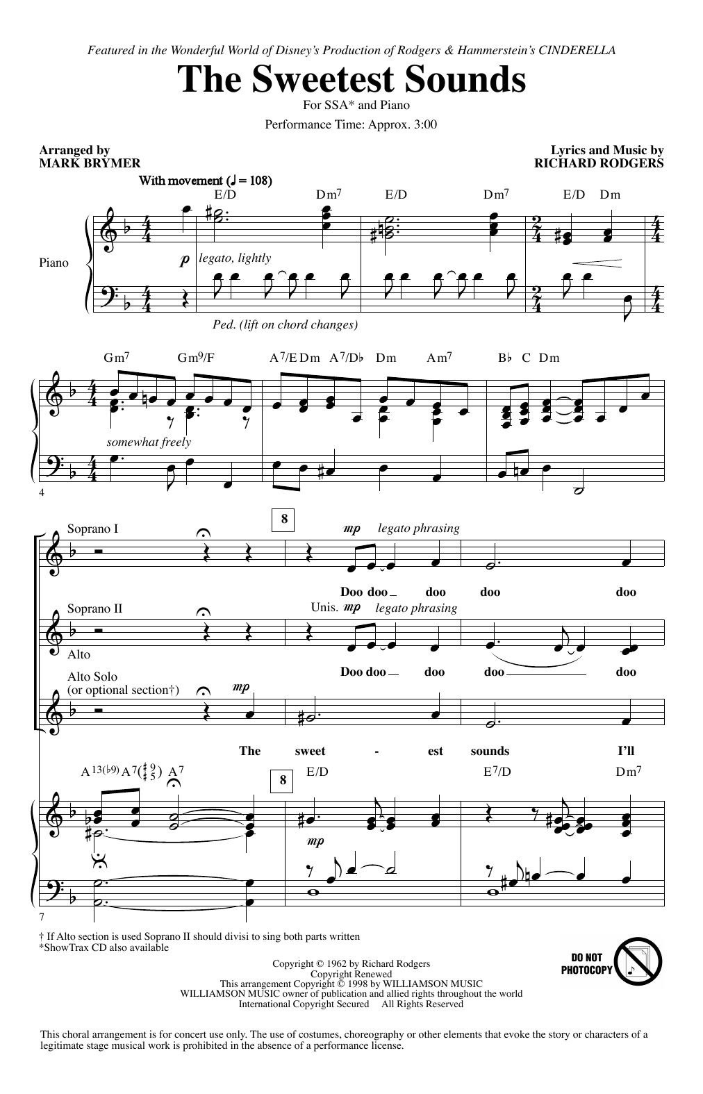 Brandy The Sweetest Sounds (from Cinderella) (arr. Mark Brymer) sheet music notes and chords. Download Printable PDF.