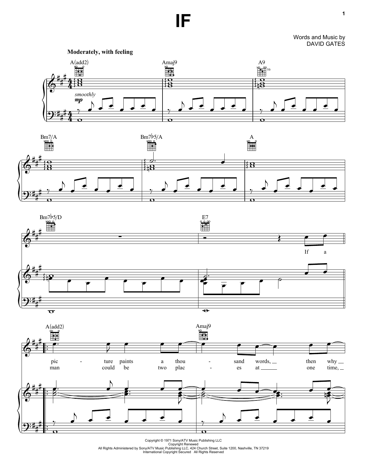 Bread If sheet music notes and chords. Download Printable PDF.