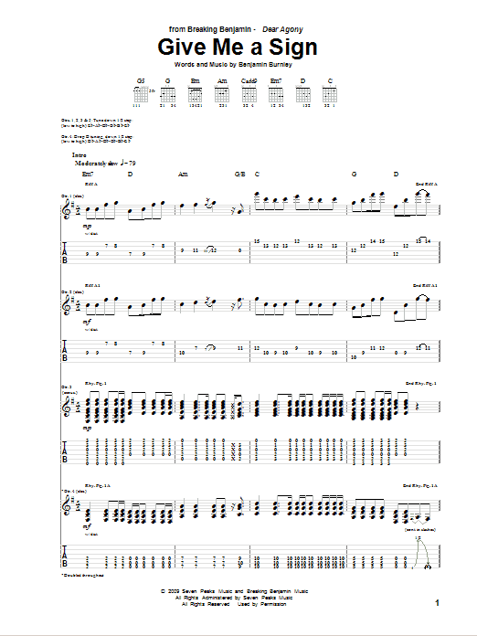 Breaking Benjamin Give Me A Sign sheet music notes and chords. Download Printable PDF.