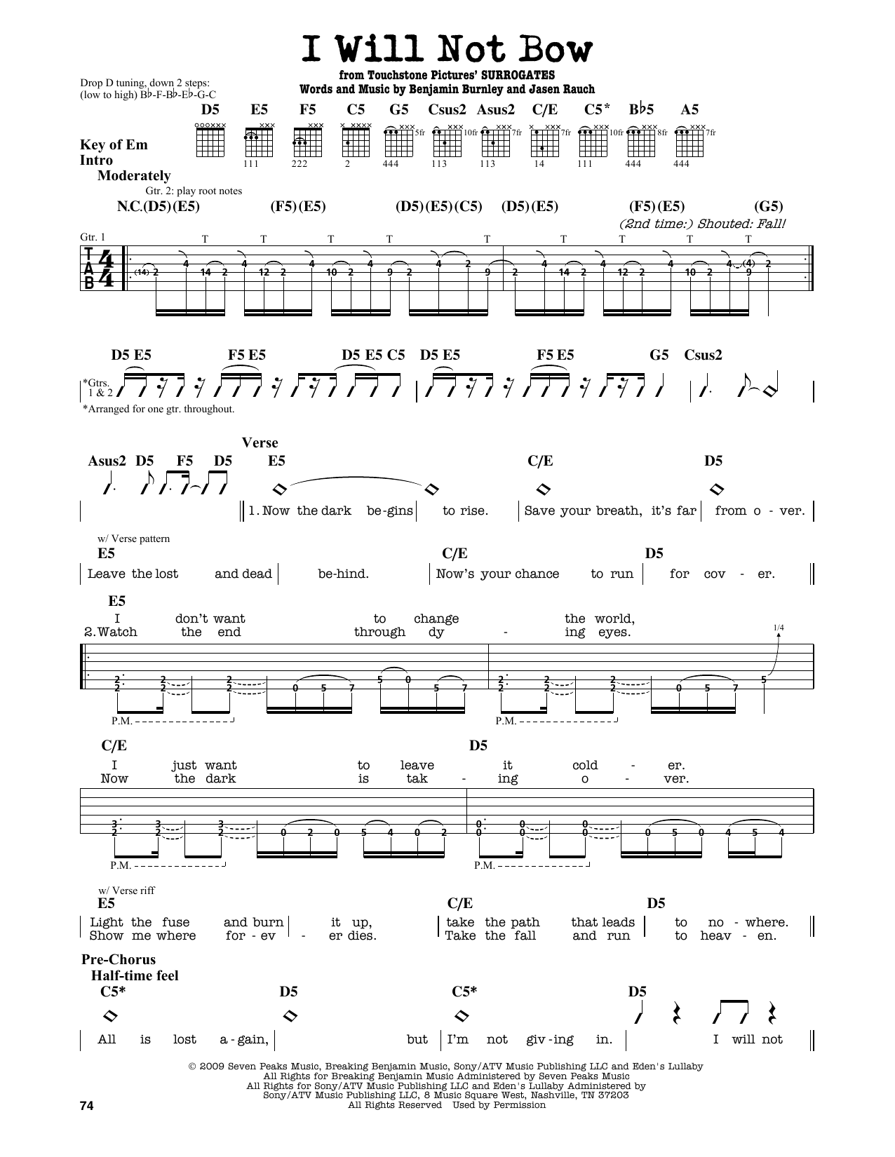 Breaking Benjamin I Will Not Bow sheet music notes and chords. Download Printable PDF.