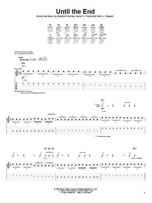 Learn to play Breaking Benjamin Until The End sheet music for Guitar Tab in minutes. Price: 7.8900$ Breaking Benjamin Until The End sheet music notes and chords arranged for Guitar Tab