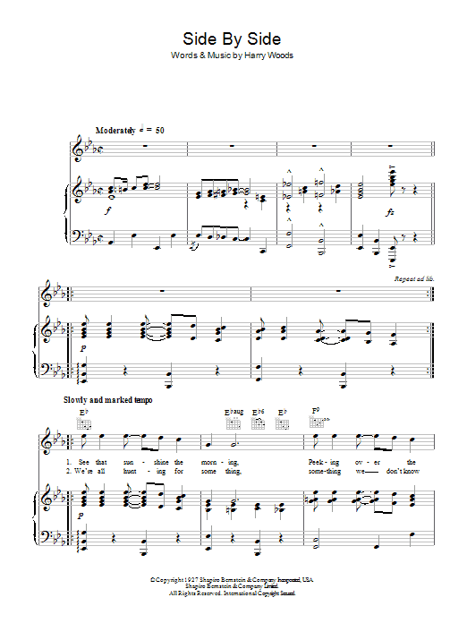 Brenda Lee Side By Side sheet music notes and chords. Download Printable PDF.