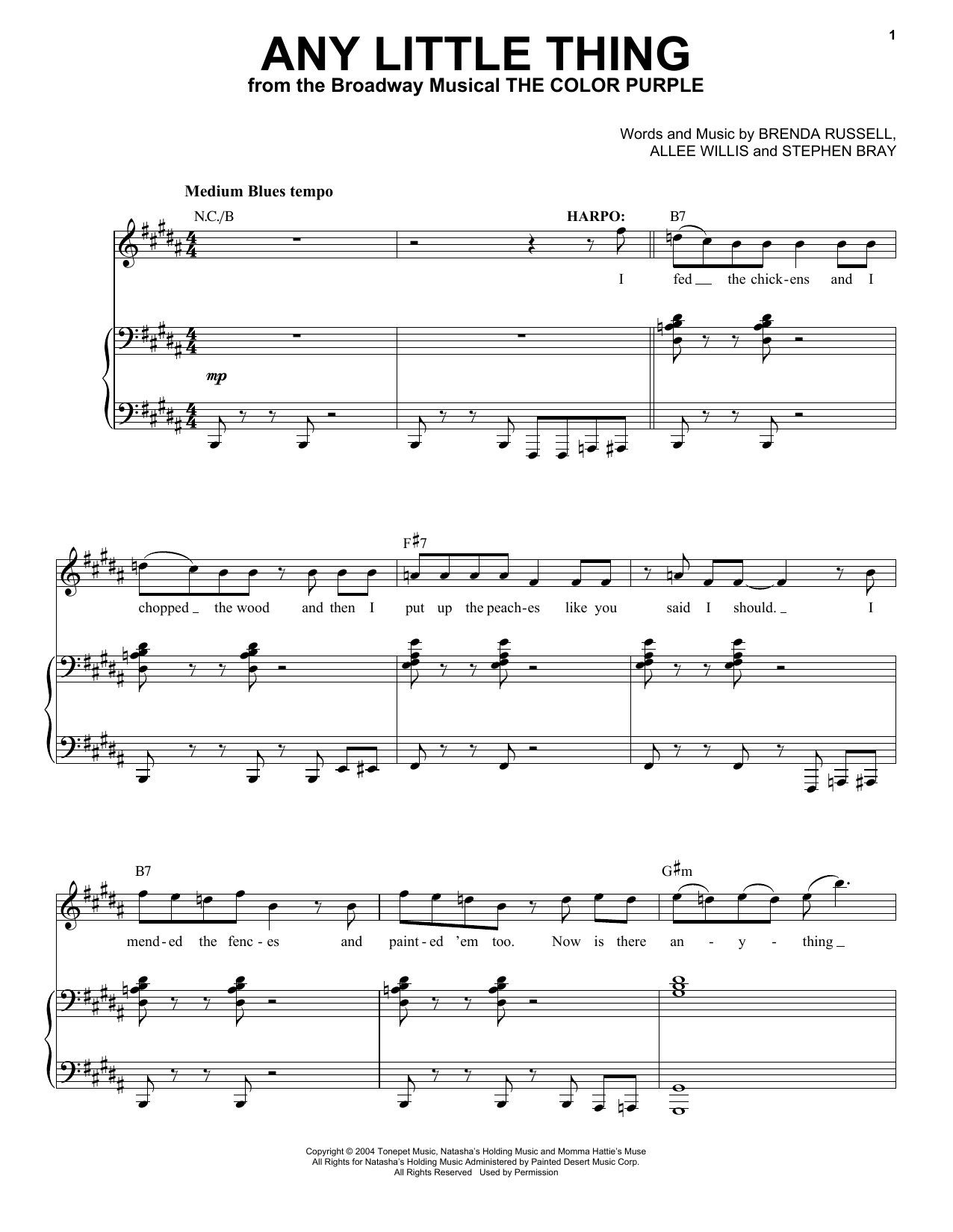 Learn to play Brenda Russell Any Little Thing sheet music for Piano & Vocal in minutes. Price: 7.8900$ Brenda Russell Any Little Thing sheet music notes and chords arranged for Piano & Vocal