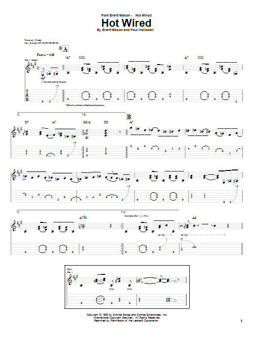 Brent Mason Hot Wired sheet music notes and chords. Download Printable PDF.