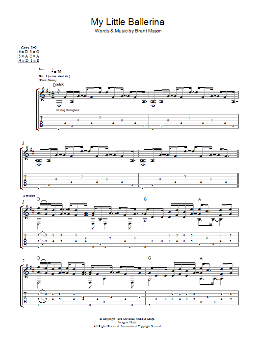Learn to play Brent Mason My Little Ballerina sheet music for Guitar Tab in minutes. Price: 7.8900$ Brent Mason My Little Ballerina sheet music notes and chords arranged for Guitar Tab