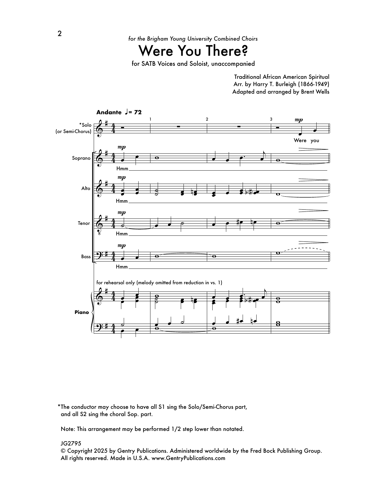 Learn to play Brent Wells Were You There? sheet music for SATB Choir in minutes. Price: 3.9900$ Brent Wells Were You There? sheet music notes and chords arranged for SATB Choir