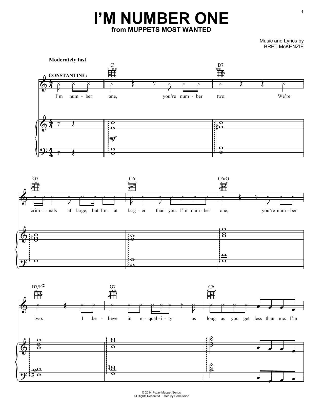 Bret McKenzie I'm Number One sheet music notes and chords. Download Printable PDF.