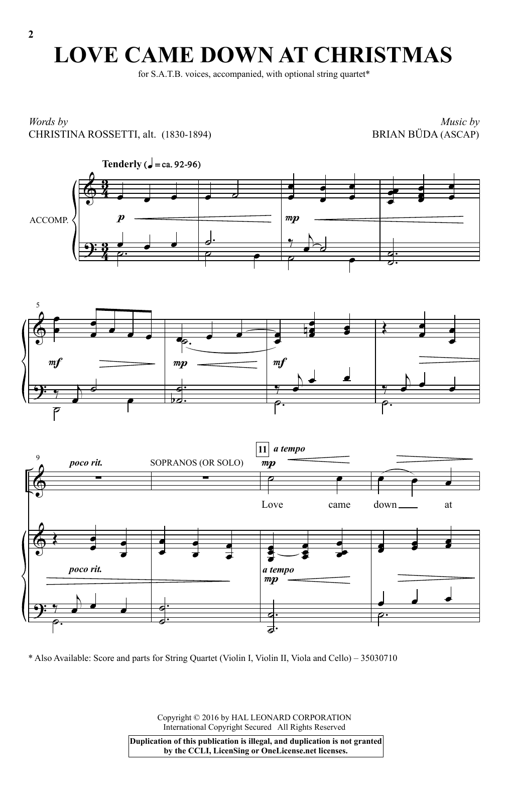 Brian Buda Love Came Down At Christmas sheet music notes and chords. Download Printable PDF.