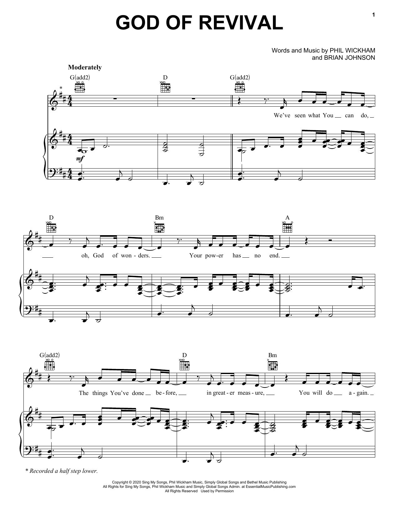 Brian & Jenn Johnson God Of Revival sheet music notes and chords arranged for Piano, Vocal & Guitar Chords (Right-Hand Melody)