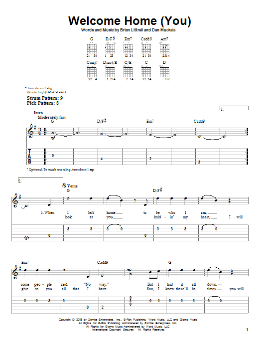 Brian Littrell Welcome Home (You) sheet music notes and chords. Download Printable PDF.