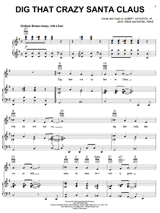 Brian Setzer Dig That Crazy Santa Claus sheet music notes and chords. Download Printable PDF.