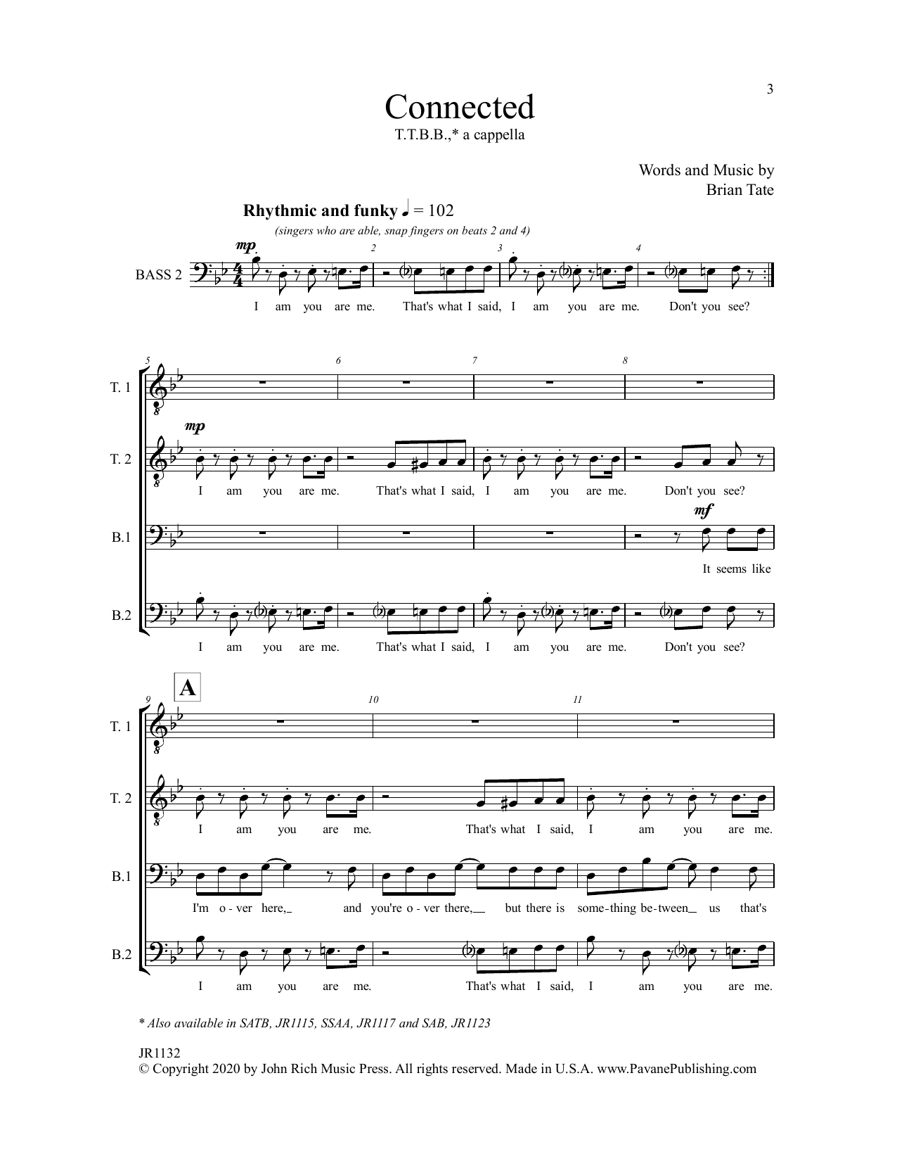 Brian Tate Connected sheet music notes and chords. Download Printable PDF.