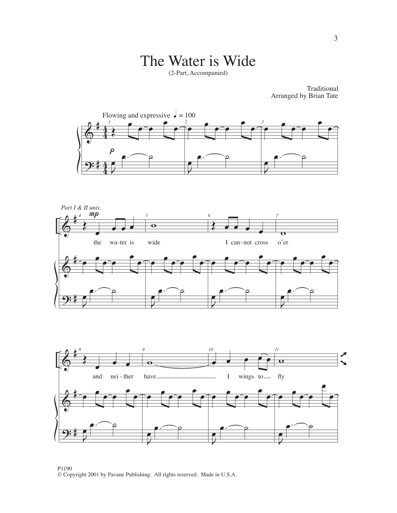 Brian Tate The Water Is Wide sheet music notes and chords. Download Printable PDF.