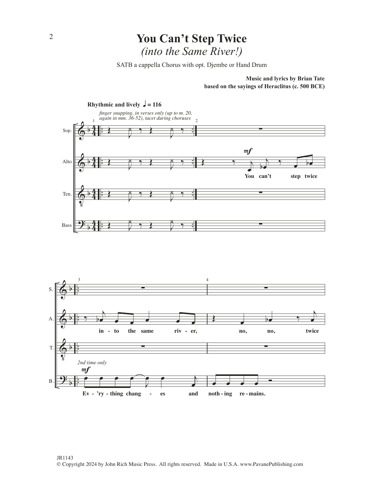 Brian Tate You Can't Step Twice sheet music notes and chords. Download Printable PDF.