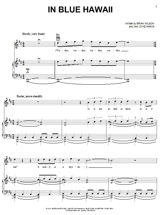 Brian Wilson In Blue Hawaii sheet music notes and chords arranged for Piano, Vocal & Guitar Chords (Right-Hand Melody)