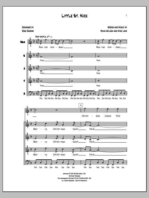 Brian Wilson Little St. Nick sheet music notes and chords. Download Printable PDF.