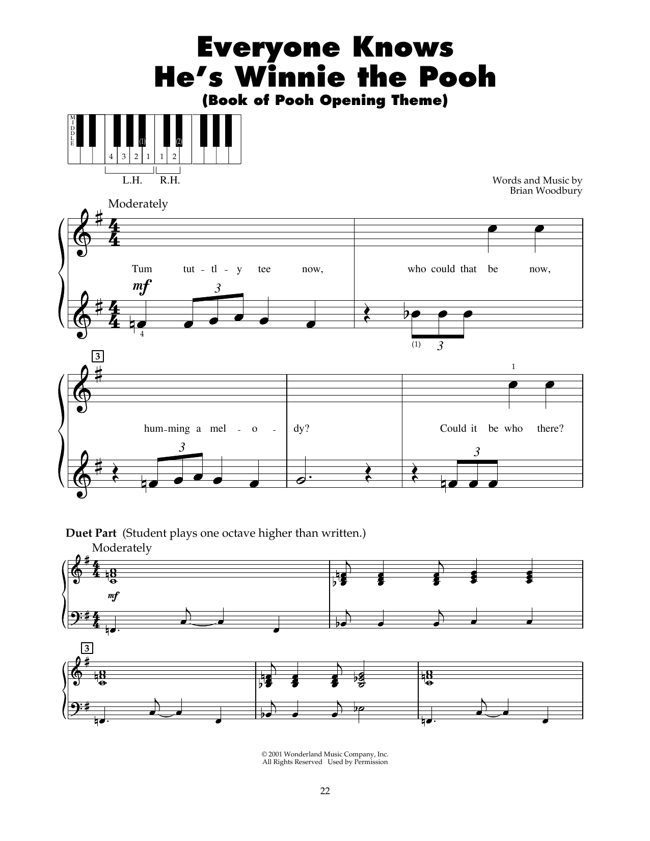 Brian Woodbury Everyone Knows He's Winnie The Pooh (Book Of Pooh Opening Theme) sheet music notes and chords. Download Printable PDF.