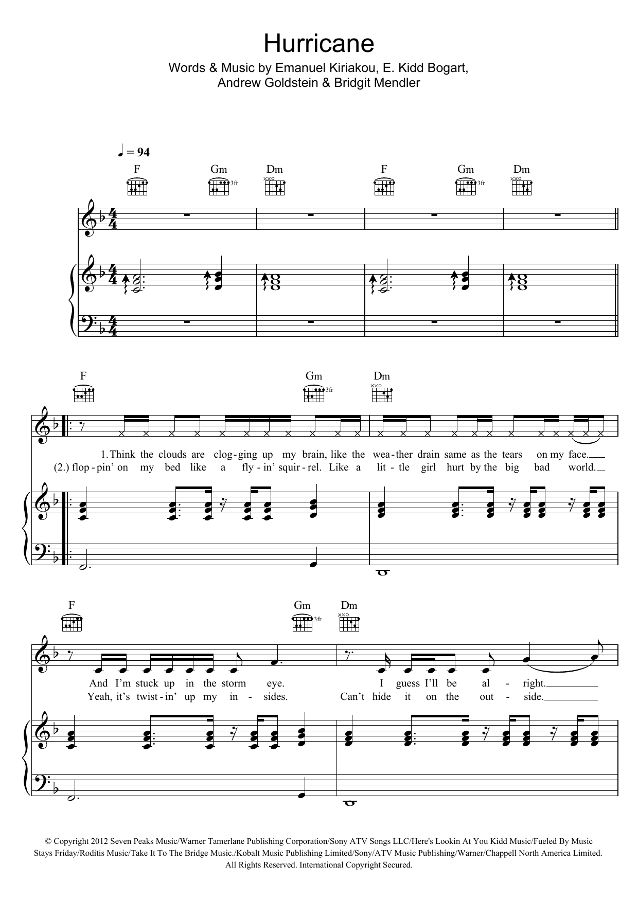 Learn to play Bridgit Mendler Hurricane sheet music for Piano, Vocal & Guitar Chords in minutes. Price: 7.8900$ Bridgit Mendler Hurricane sheet music notes and chords arranged for Piano, Vocal & Guitar Chords