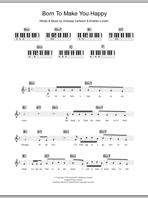 Britney Spears Born To Make You Happy sheet music notes and chords. Download Printable PDF.