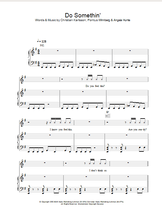 Britney Spears Do Somethin' sheet music notes and chords arranged for Piano, Vocal & Guitar Chords