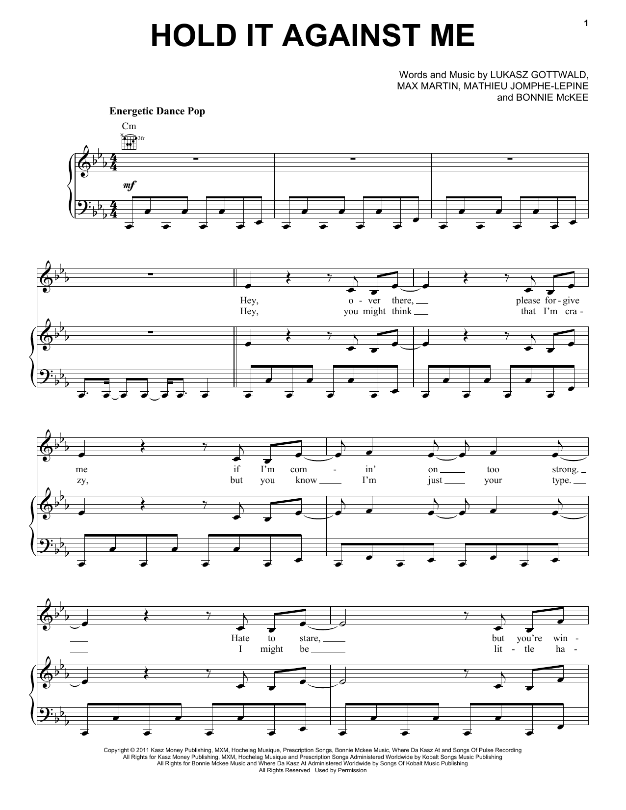 Learn to play Britney Spears Hold It Against Me sheet music for Piano, Vocal & Guitar Chords (Right-Hand Melody) in minutes. Price: 7.8900$ Britney Spears Hold It Against Me sheet music notes and chords arranged for Piano, Vocal & Guitar Chords (Right-Hand Melody)