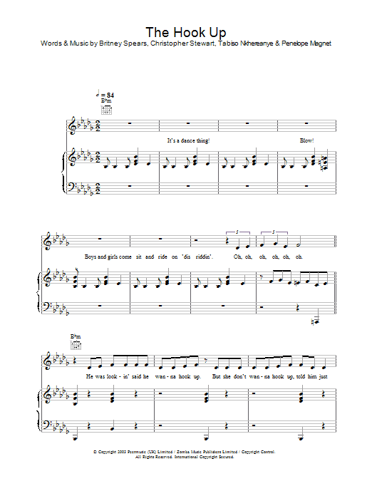 Learn to play Britney Spears The Hook Up sheet music for Piano, Vocal & Guitar Chords in minutes. Price: 7.8900$ Britney Spears The Hook Up sheet music notes and chords arranged for Piano, Vocal & Guitar Chords