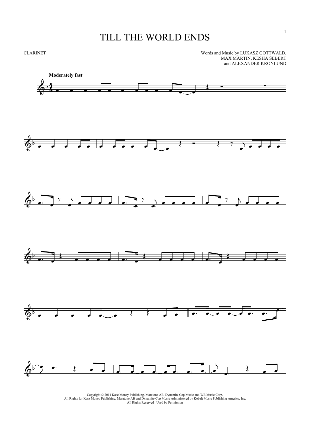 Britney Spears Till The World Ends sheet music notes and chords. Download Printable PDF.